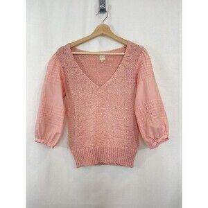 La Vie Rebecca Taylor Poplin Sleeve Pullover Tawny Peach Women's  XS $295